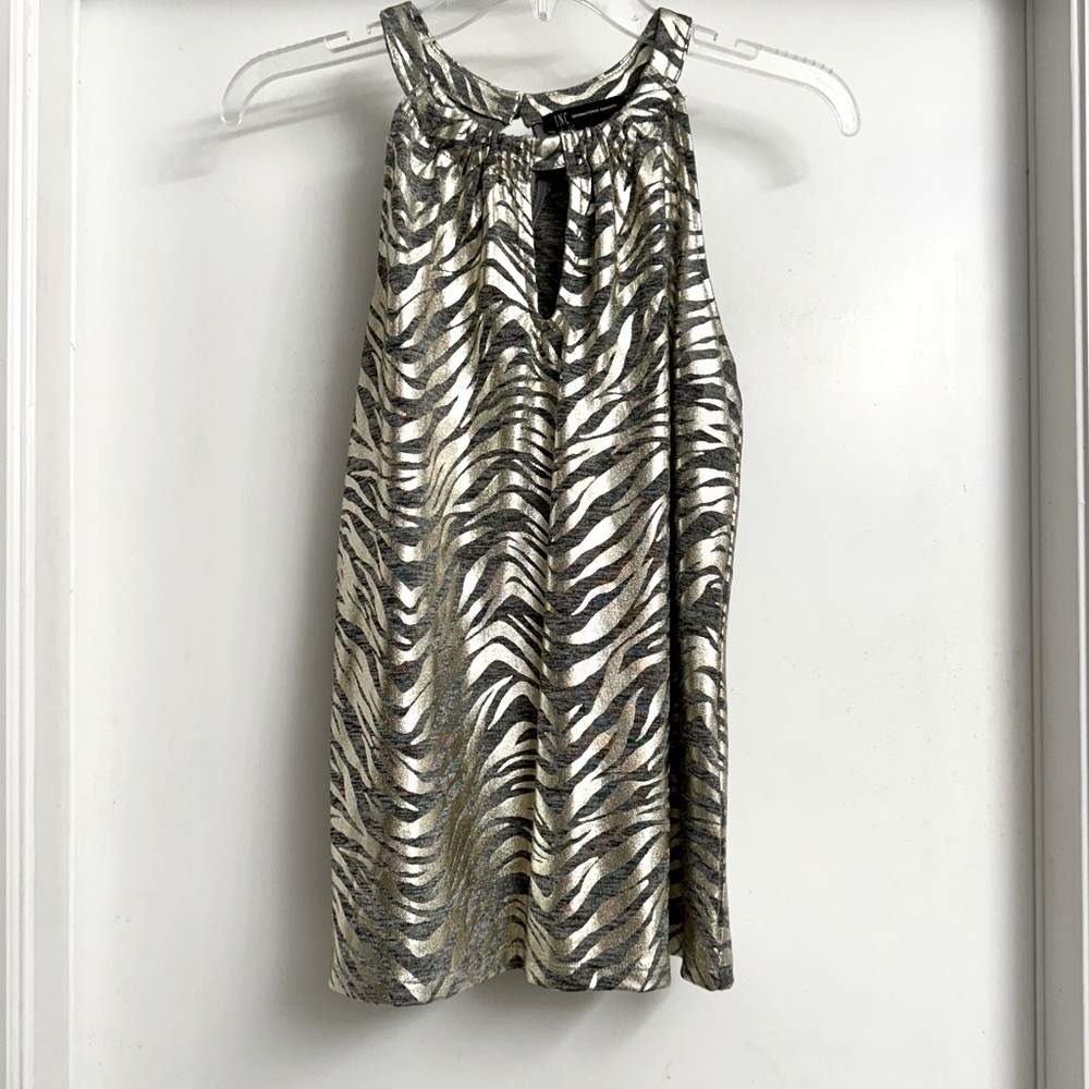 INC Shiny Zebra Halter Top Size Small